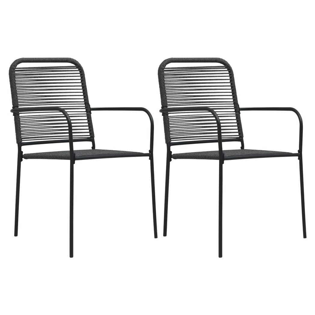 Garden Chairs 2 pcs Cotton Rope and Steel Black