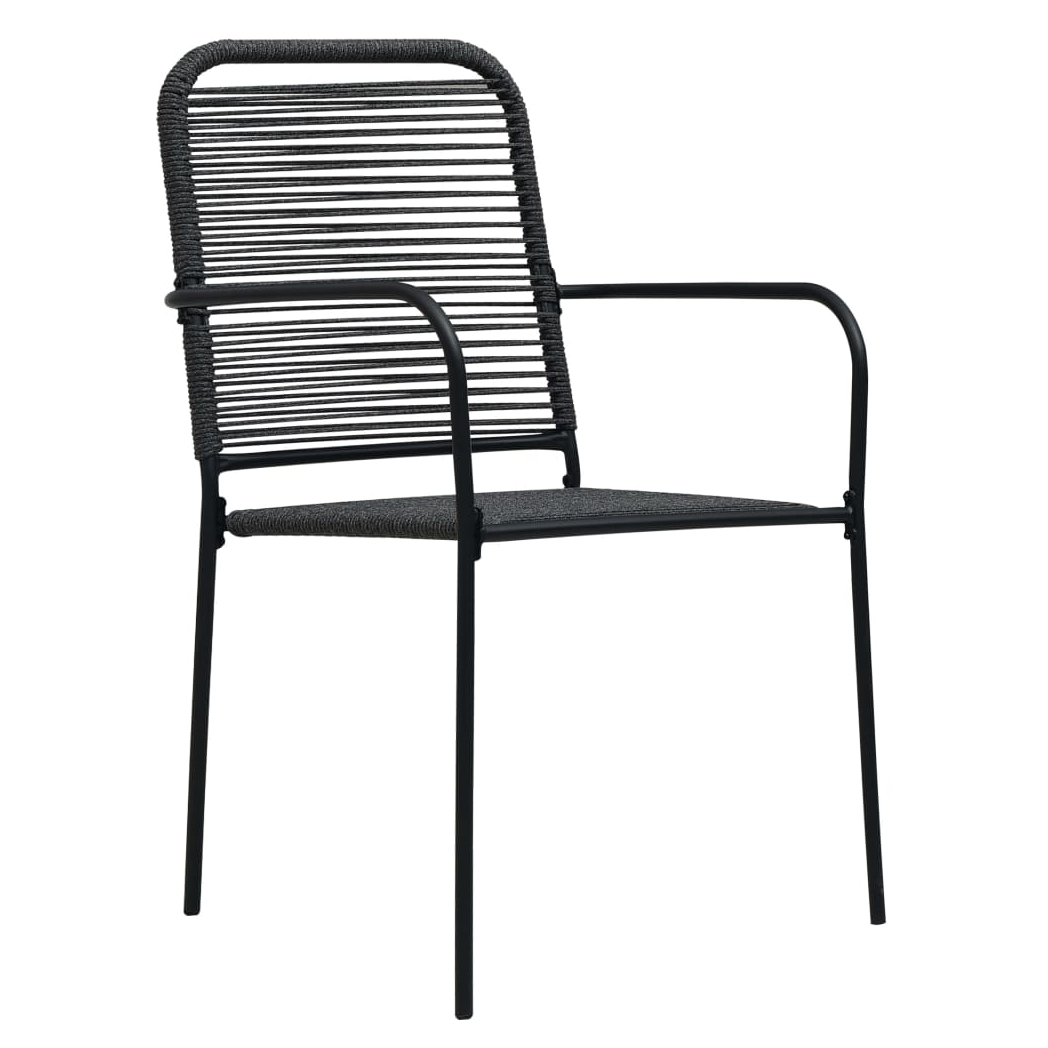 Garden Chairs 2 pcs Cotton Rope and Steel Black
