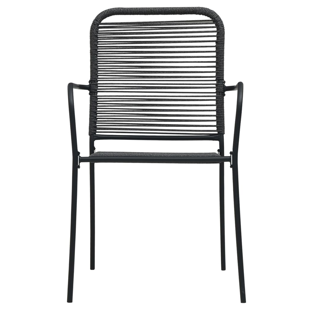 Garden Chairs 2 pcs Cotton Rope and Steel Black