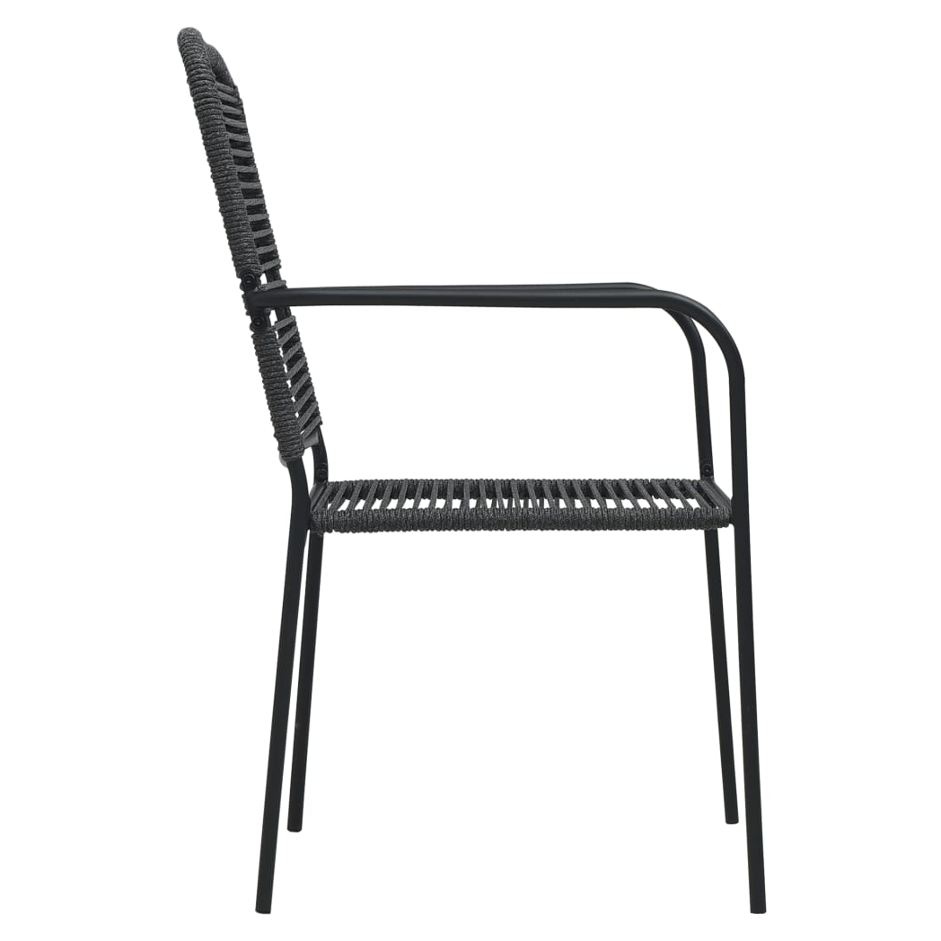 Garden Chairs 2 pcs Cotton Rope and Steel Black