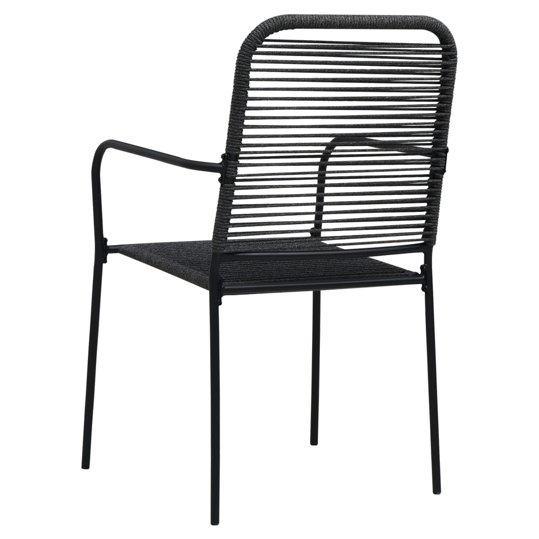 Garden Chairs 2 pcs Cotton Rope and Steel Black