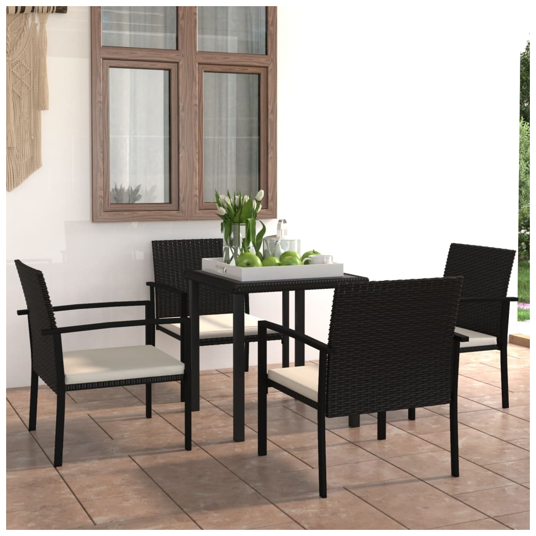 5 Piece Outdoor Dining Set Poly Rattan Black