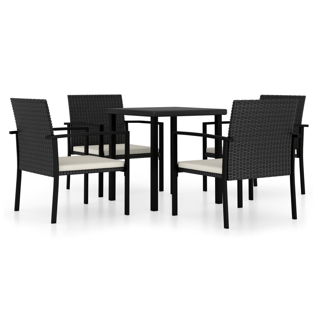 5 Piece Outdoor Dining Set Poly Rattan Black