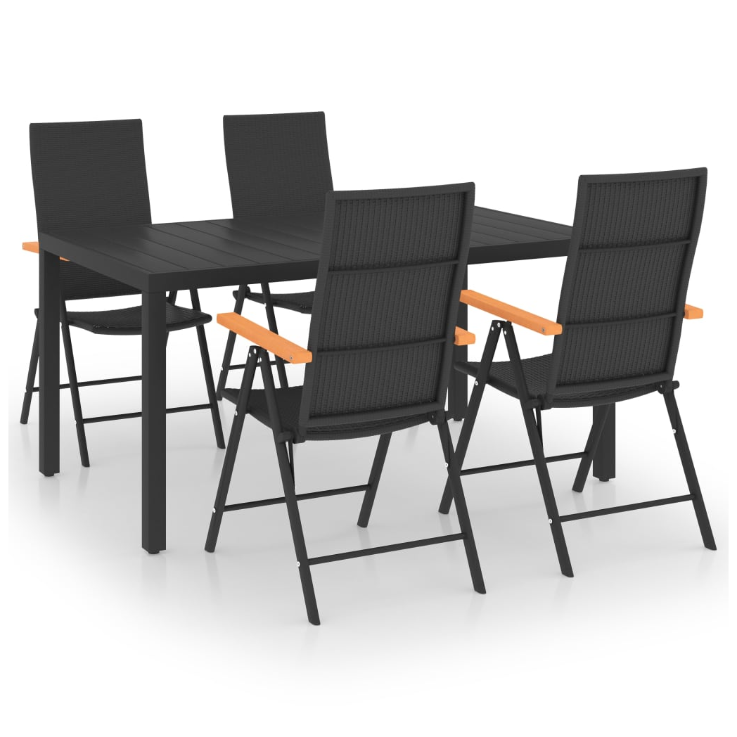 5 Piece Garden Dining Set Black and Brown