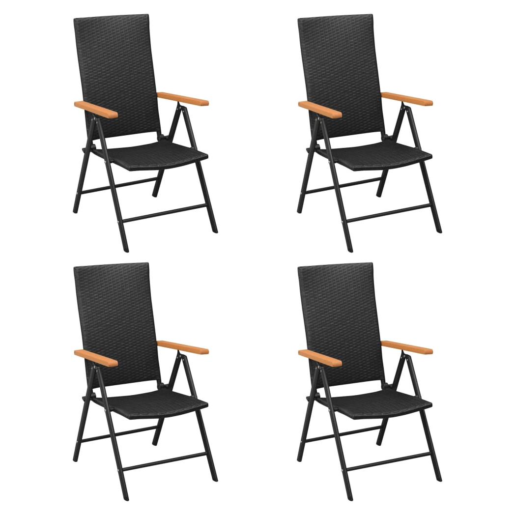 5 Piece Garden Dining Set Black and Brown