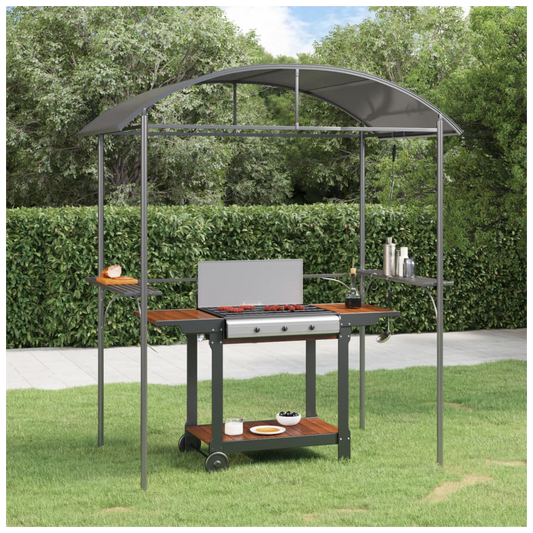 BBQ Gazebo with Side Shelves Anthracite 220x115x230 cm Steel