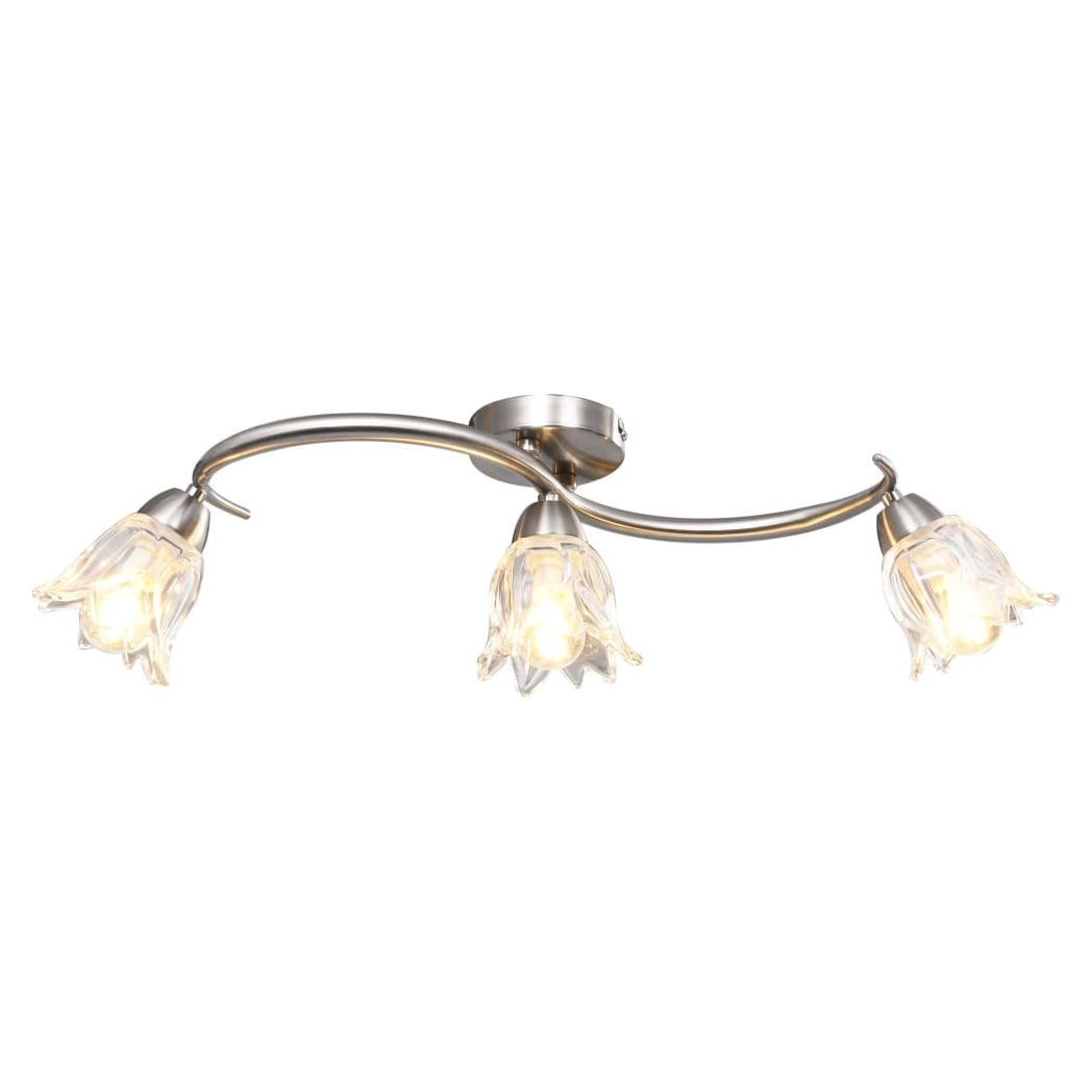 Ceiling Lamp with Transparent Glass Shades for 3 E14 Bulbs Tulip