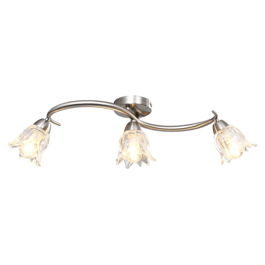 Ceiling Lamp with Transparent Glass Shades for 3 E14 Bulbs Tulip