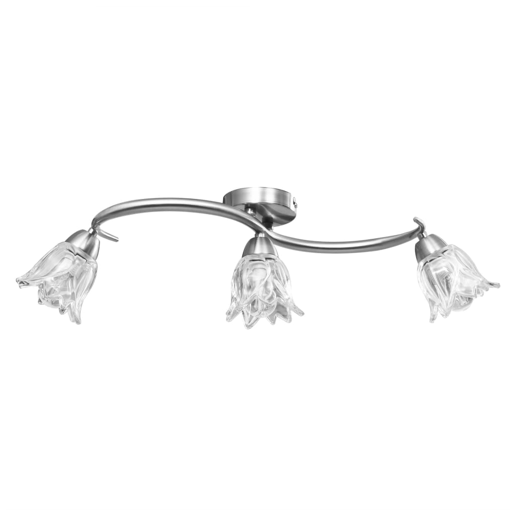 Ceiling Lamp with Transparent Glass Shades for 3 E14 Bulbs Tulip