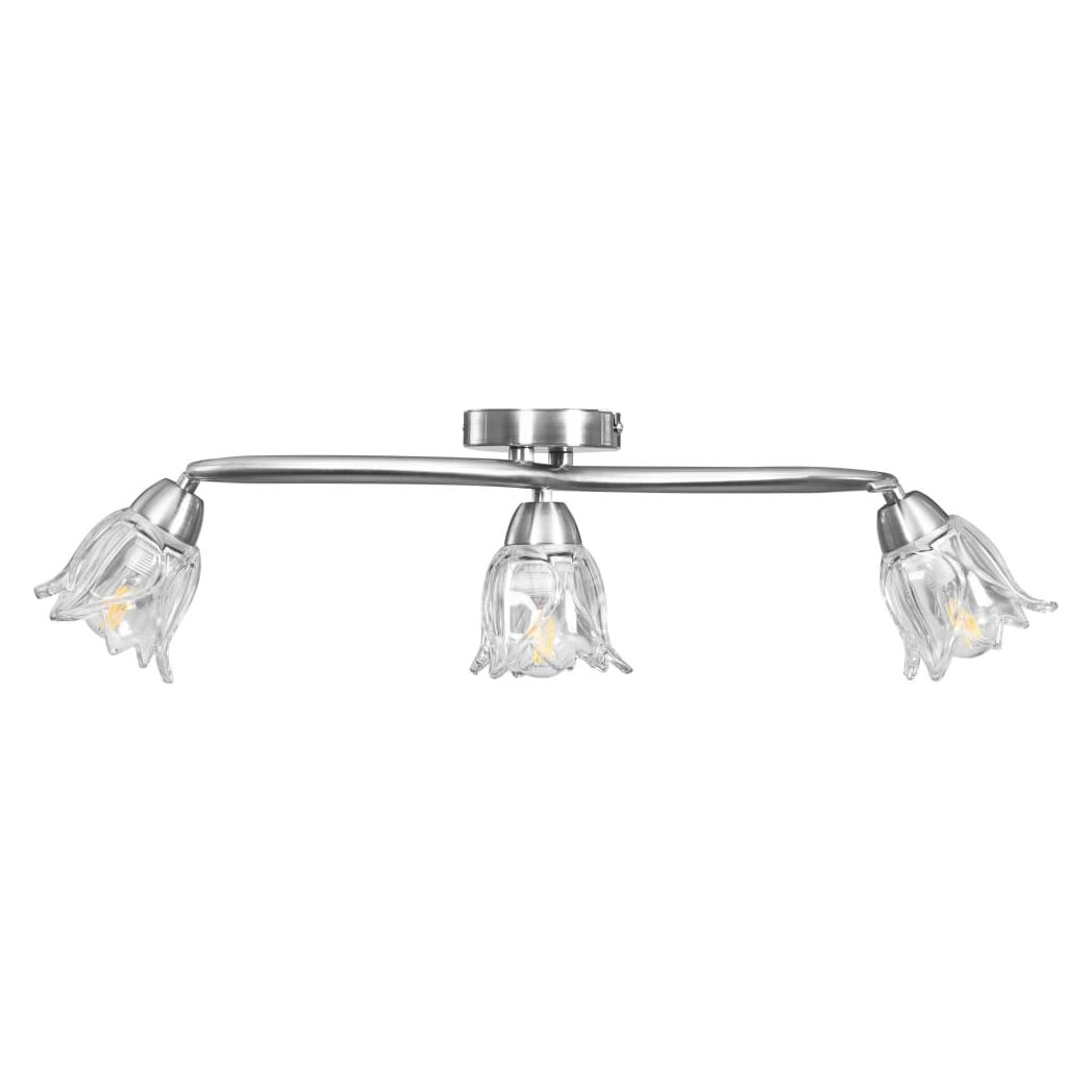 Ceiling Lamp with Transparent Glass Shades for 3 E14 Bulbs Tulip