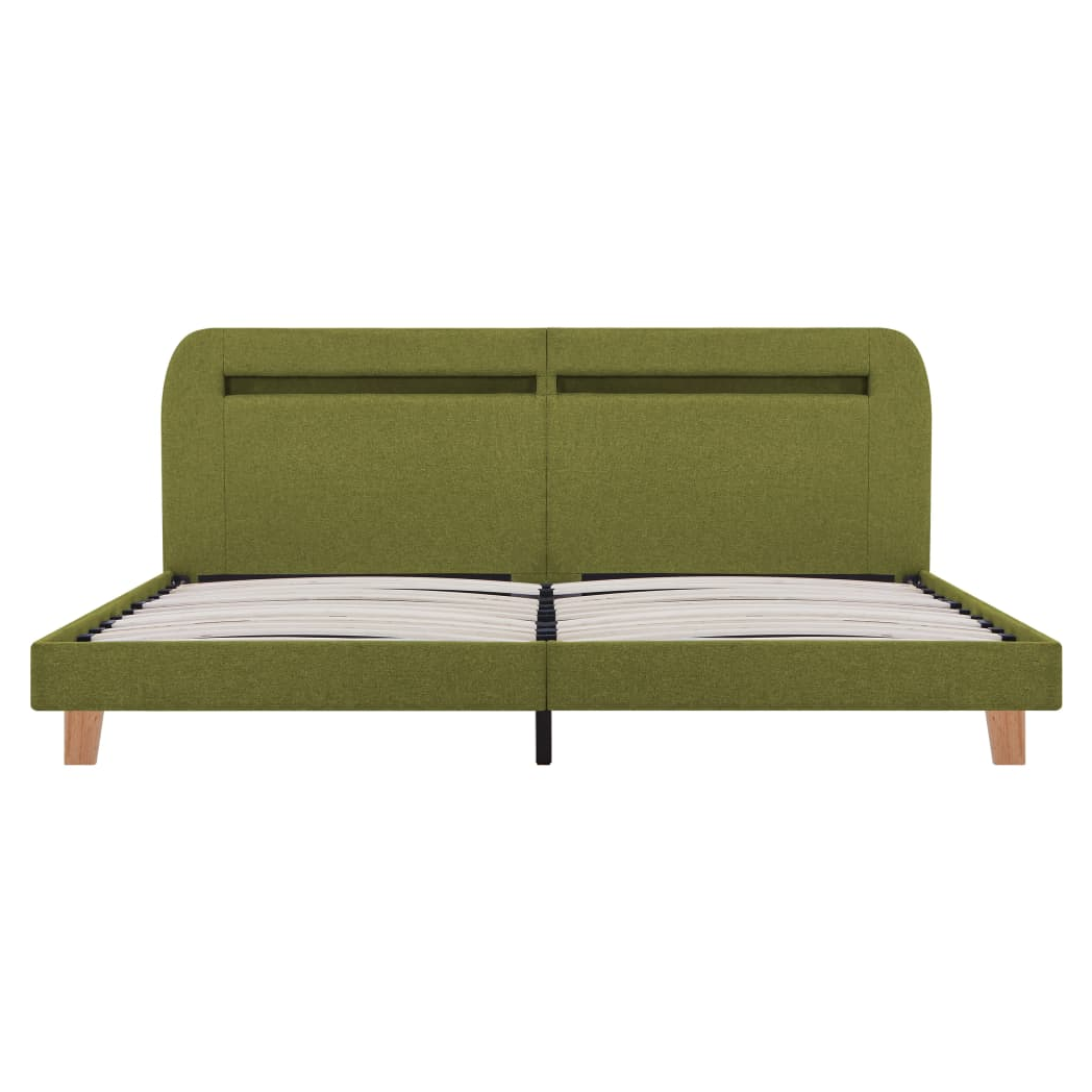 Bed Frame with LED Green Fabric 150x200 cm King Size