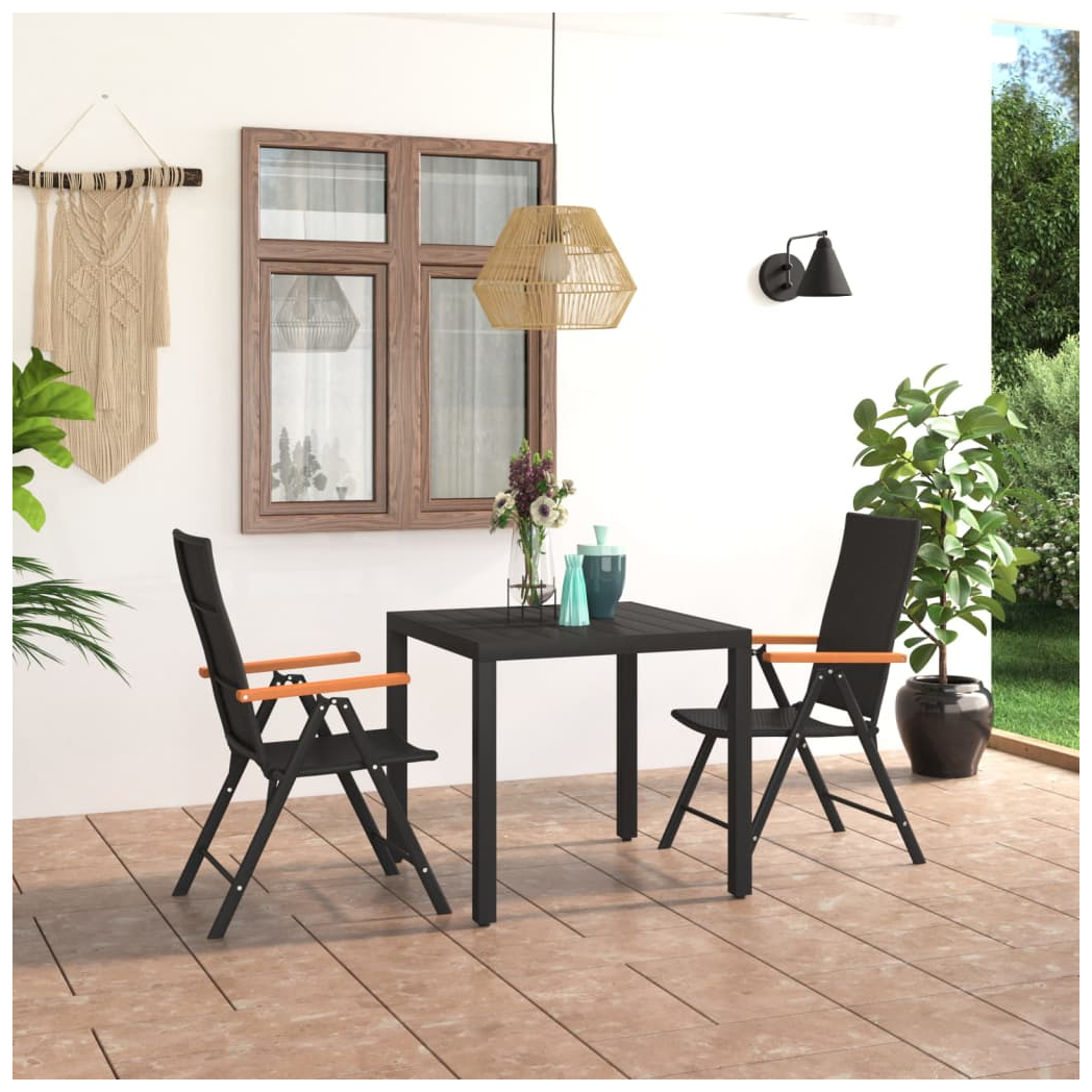 3 Piece Garden Dining Set Black and Brown