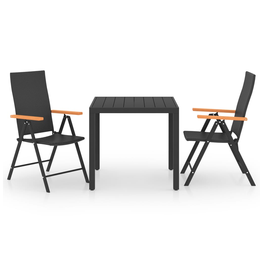 3 Piece Garden Dining Set Black and Brown