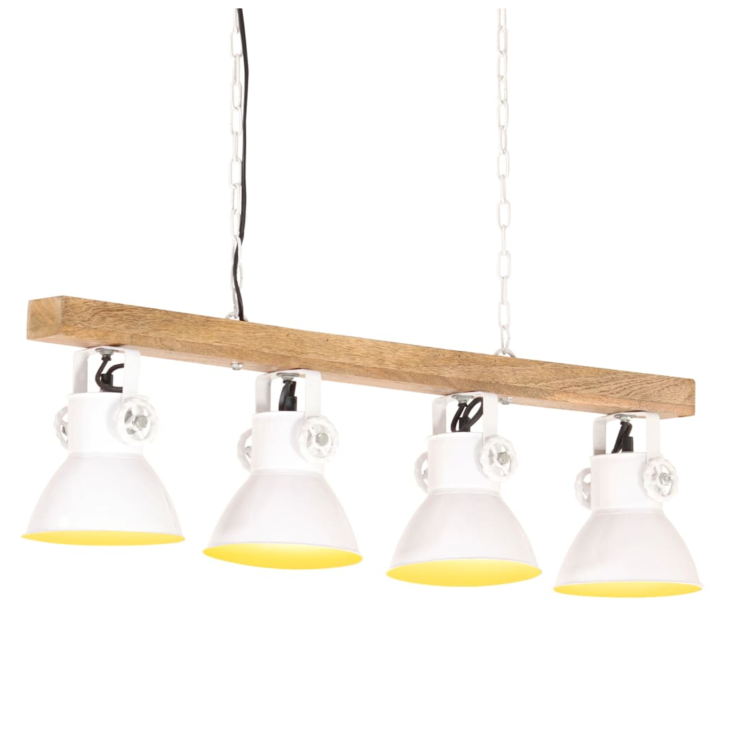 Industrial Ceiling Lamp White E27 Mango Wood
