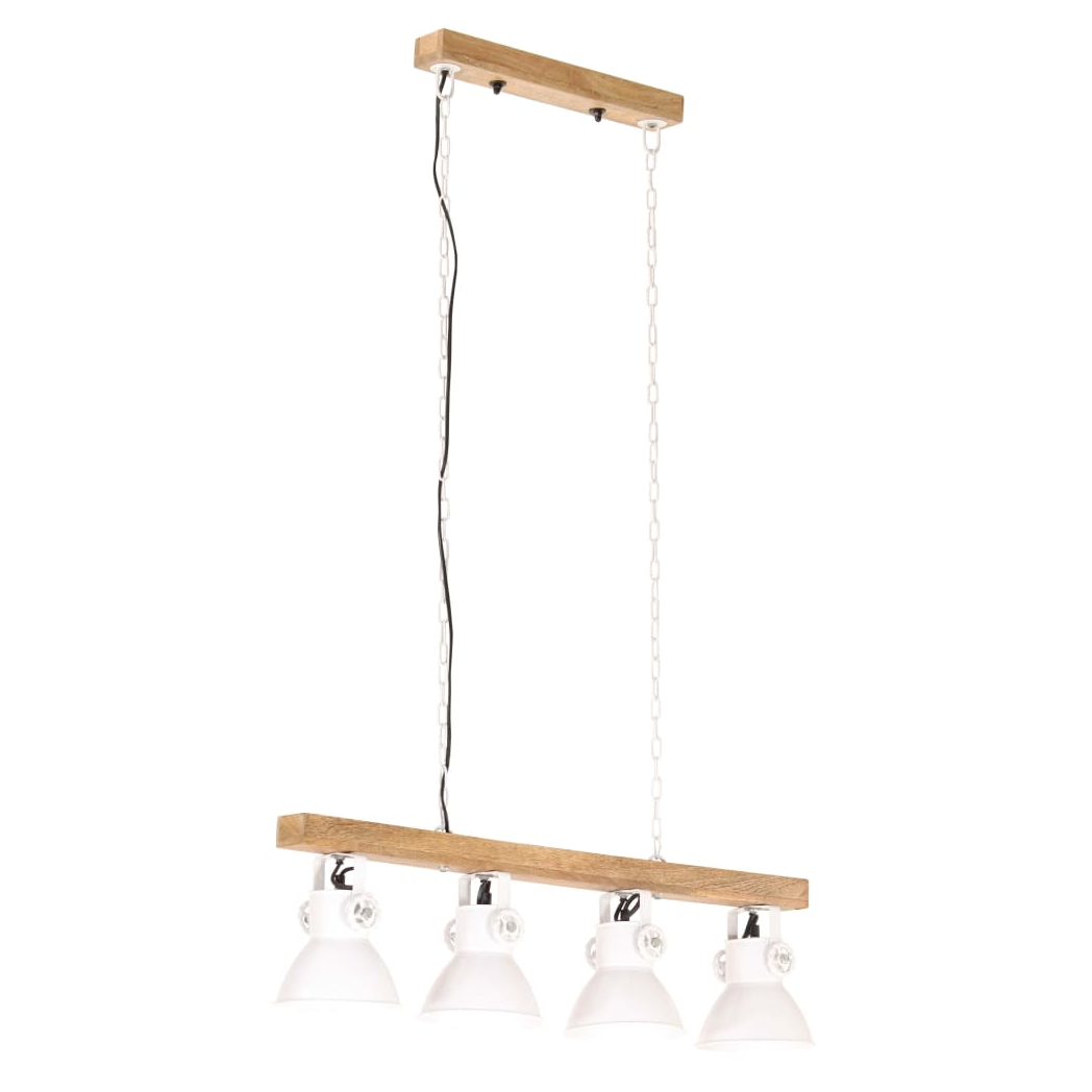 Industrial Ceiling Lamp White E27 Mango Wood