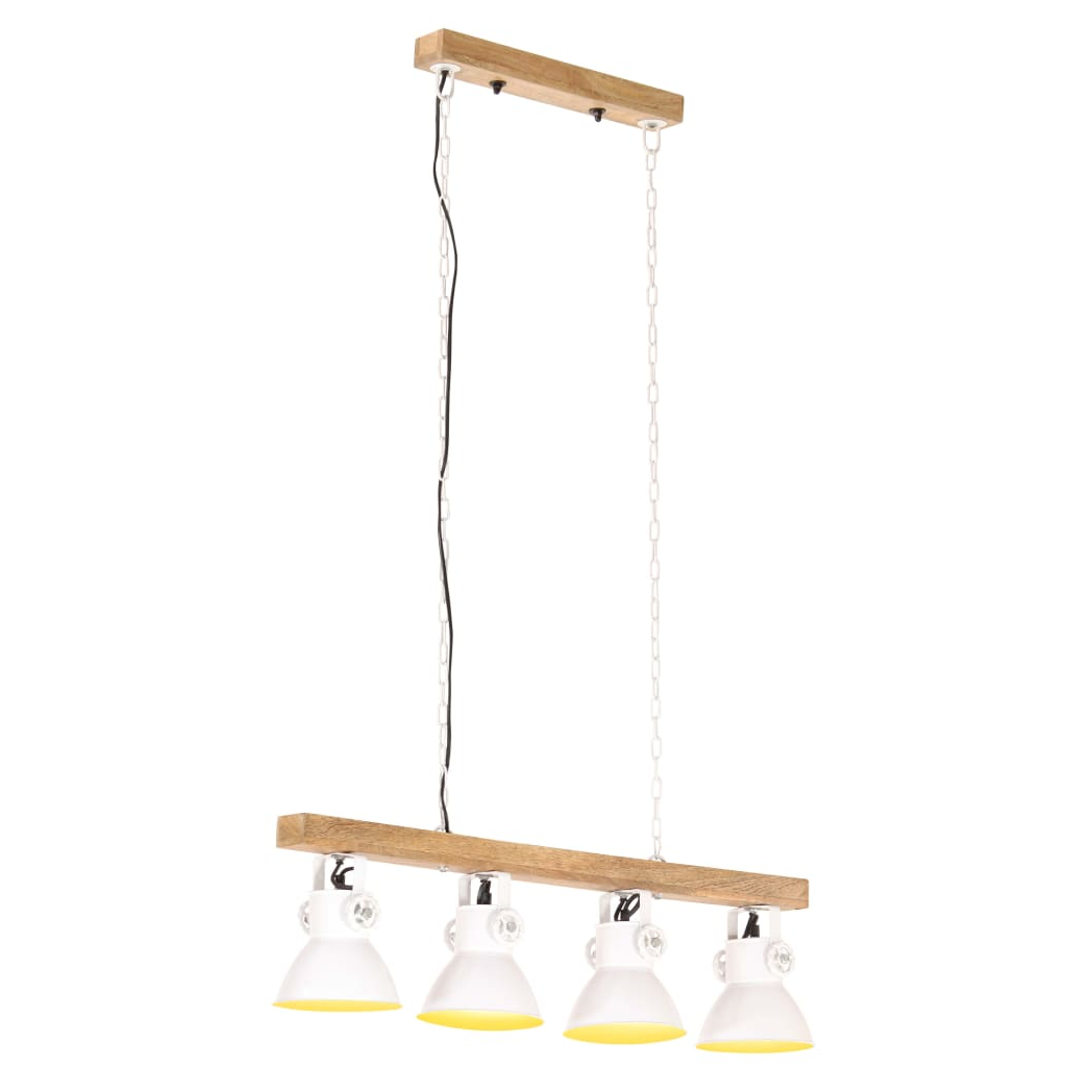 Industrial Ceiling Lamp White E27 Mango Wood