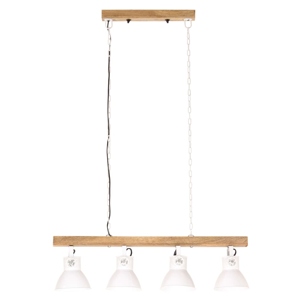 Industrial Ceiling Lamp White E27 Mango Wood