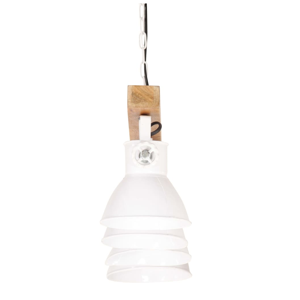 Industrial Ceiling Lamp White E27 Mango Wood