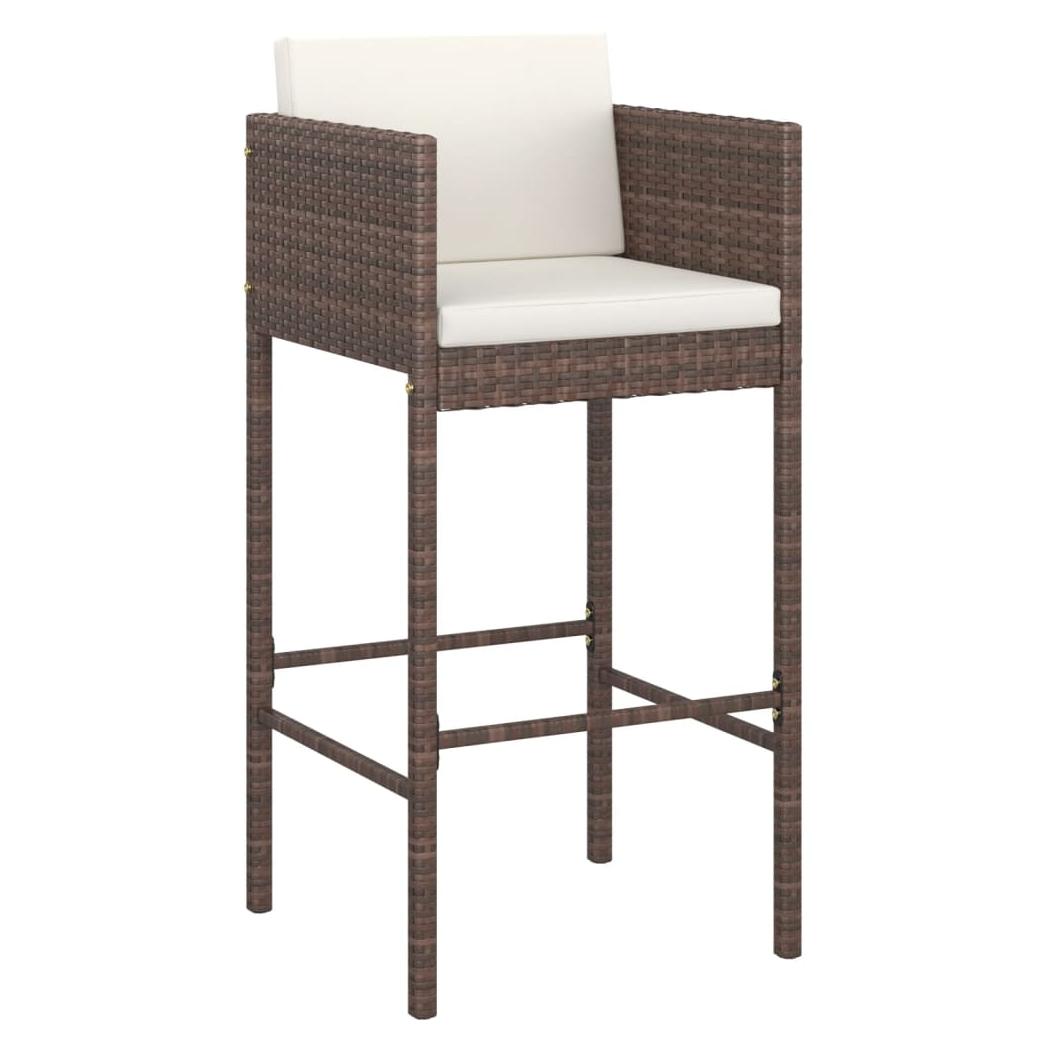 5 Piece Garden Bar Set with Cushions Poly Rattan Brown