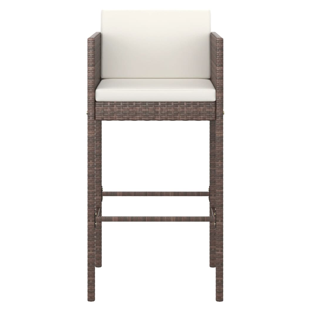 5 Piece Garden Bar Set with Cushions Poly Rattan Brown