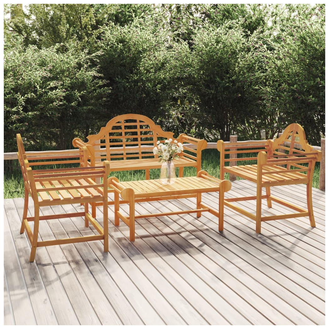 4 Piece Garden Lounge Set Solid Wood Teak