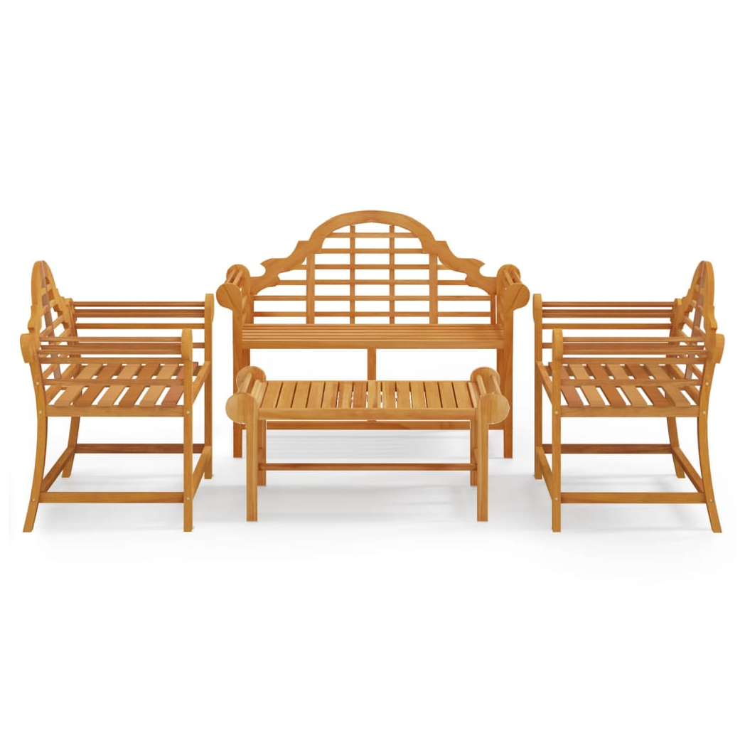 4 Piece Garden Lounge Set Solid Wood Teak