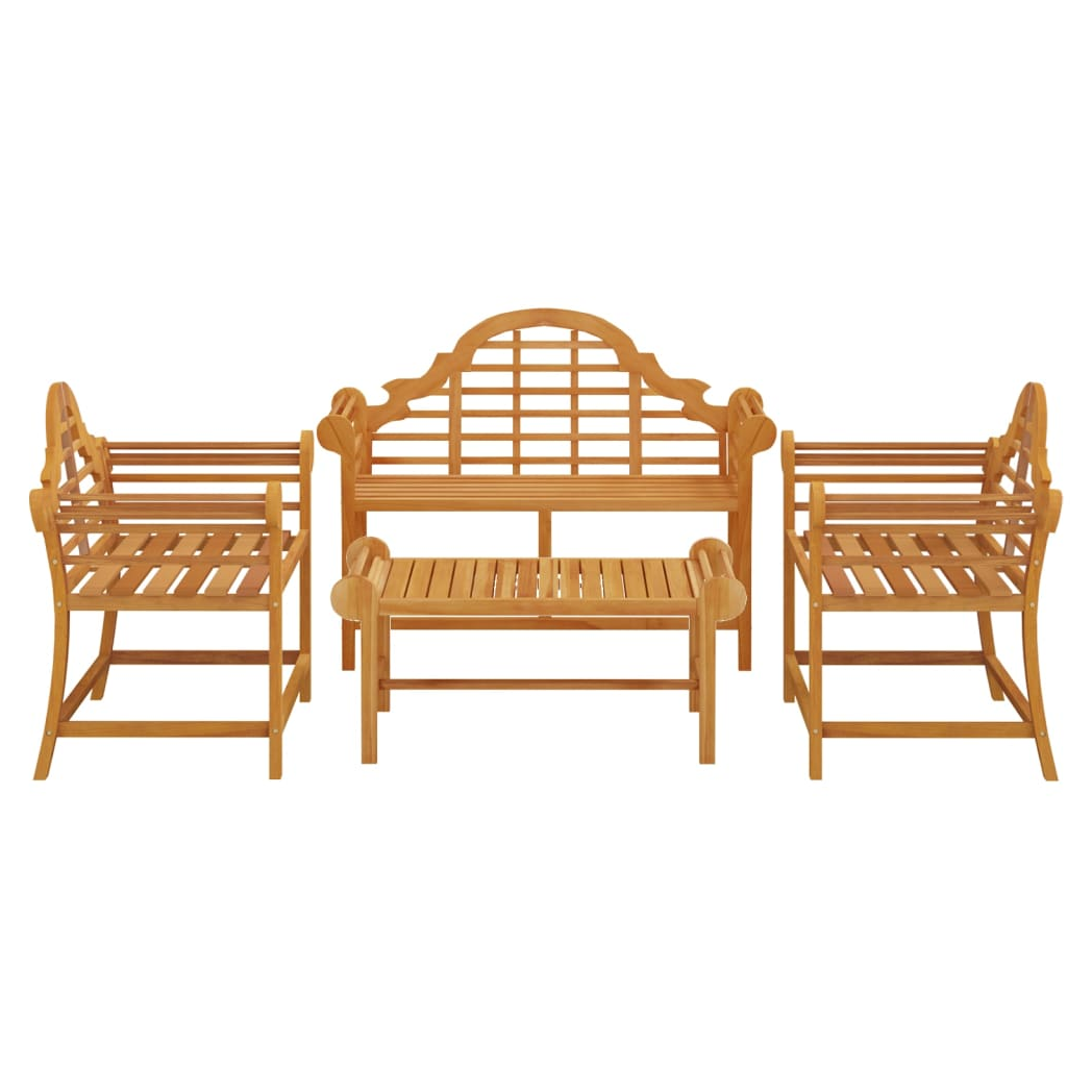 4 Piece Garden Lounge Set Solid Wood Teak