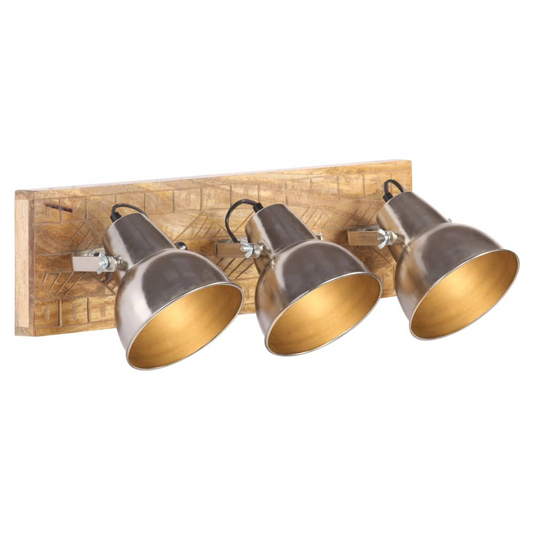 Industrial Wall Lamp Silver 70x23 cm E27 Mango Wood