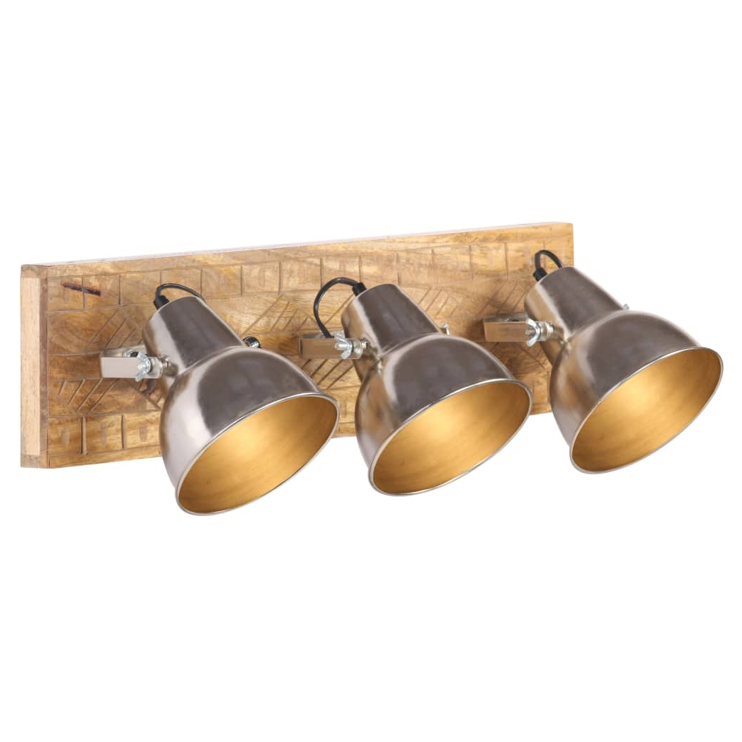 Industrial Wall Lamp Silver 70x23 cm E27 Mango Wood