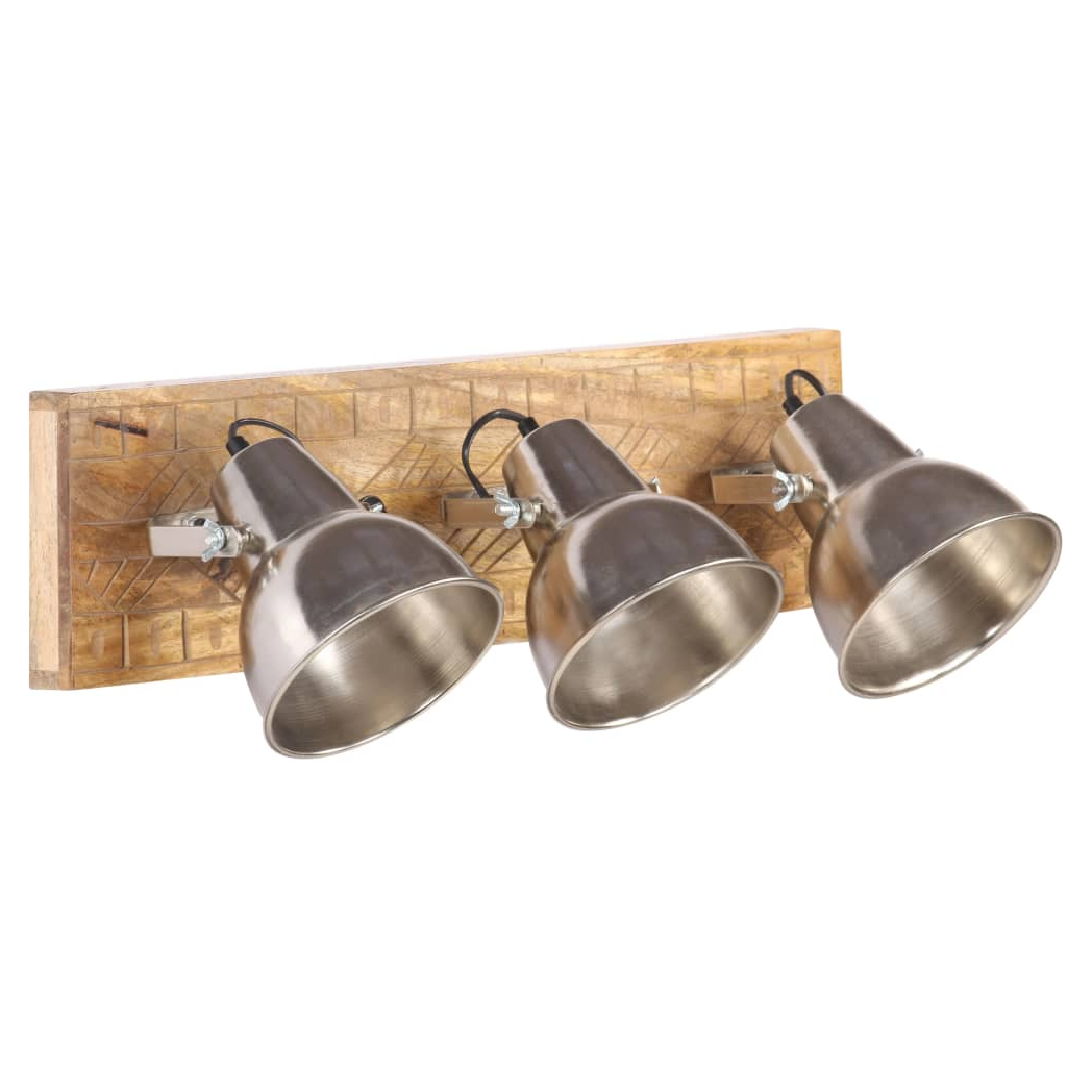 Industrial Wall Lamp Silver 70x23 cm E27 Mango Wood