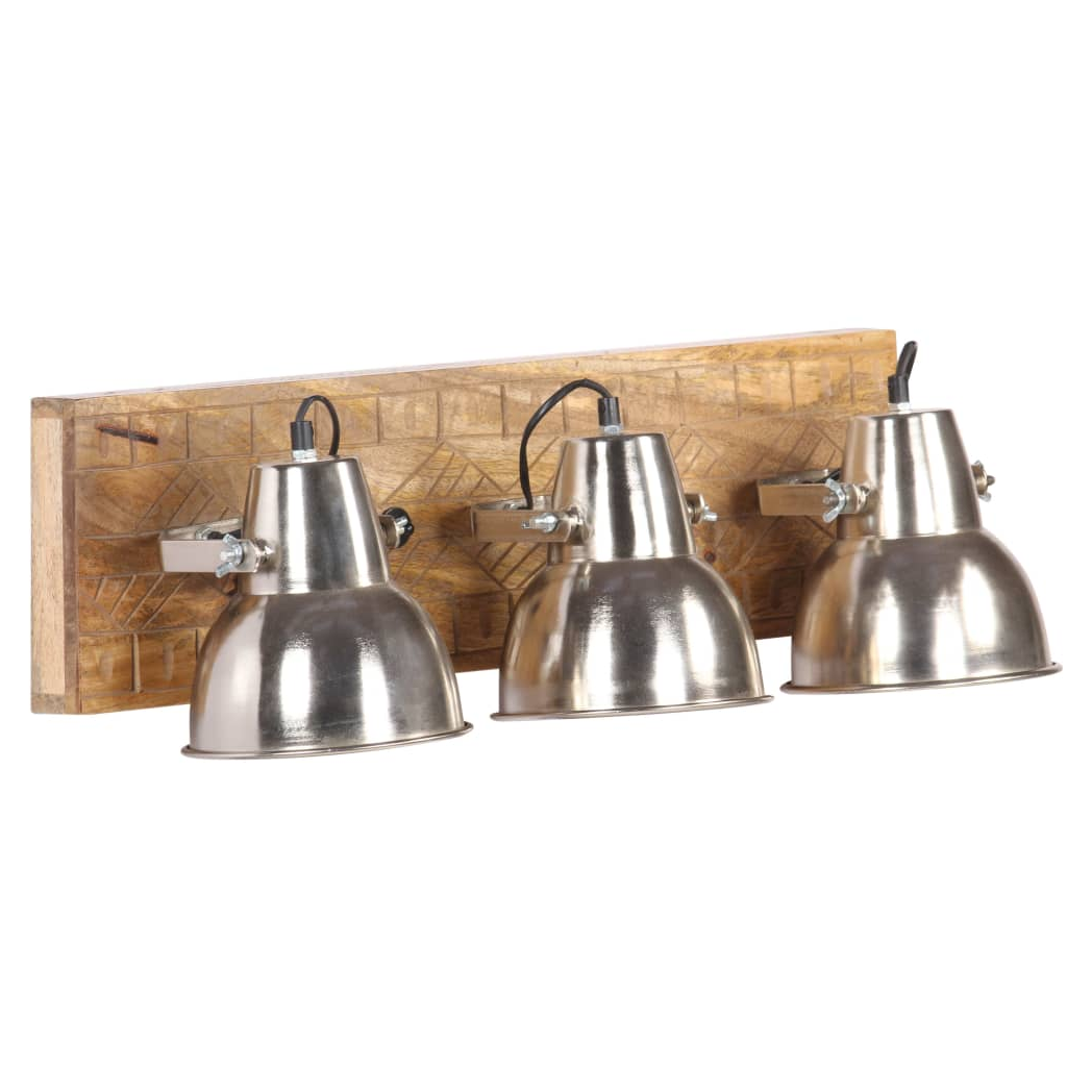 Industrial Wall Lamp Silver 70x23 cm E27 Mango Wood