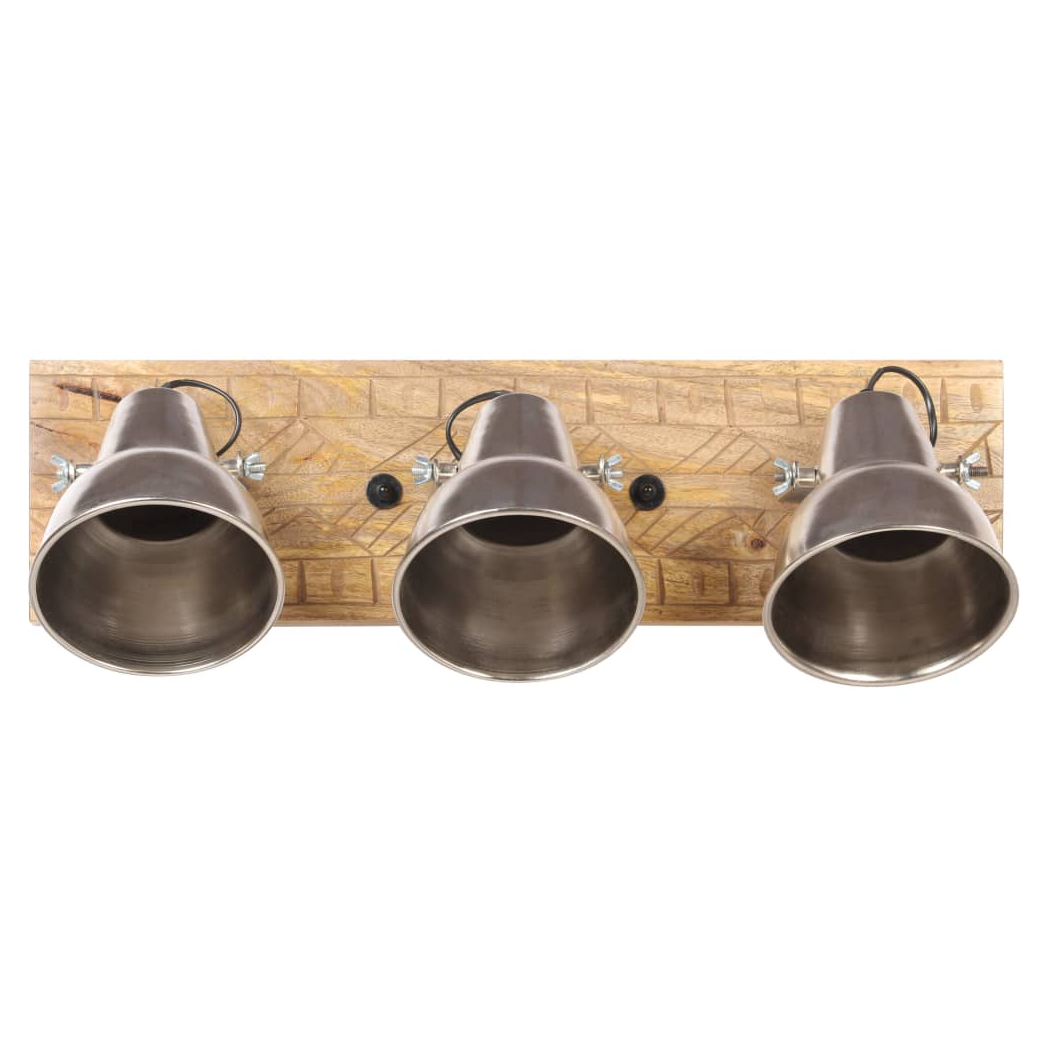 Industrial Wall Lamp Silver 70x23 cm E27 Mango Wood