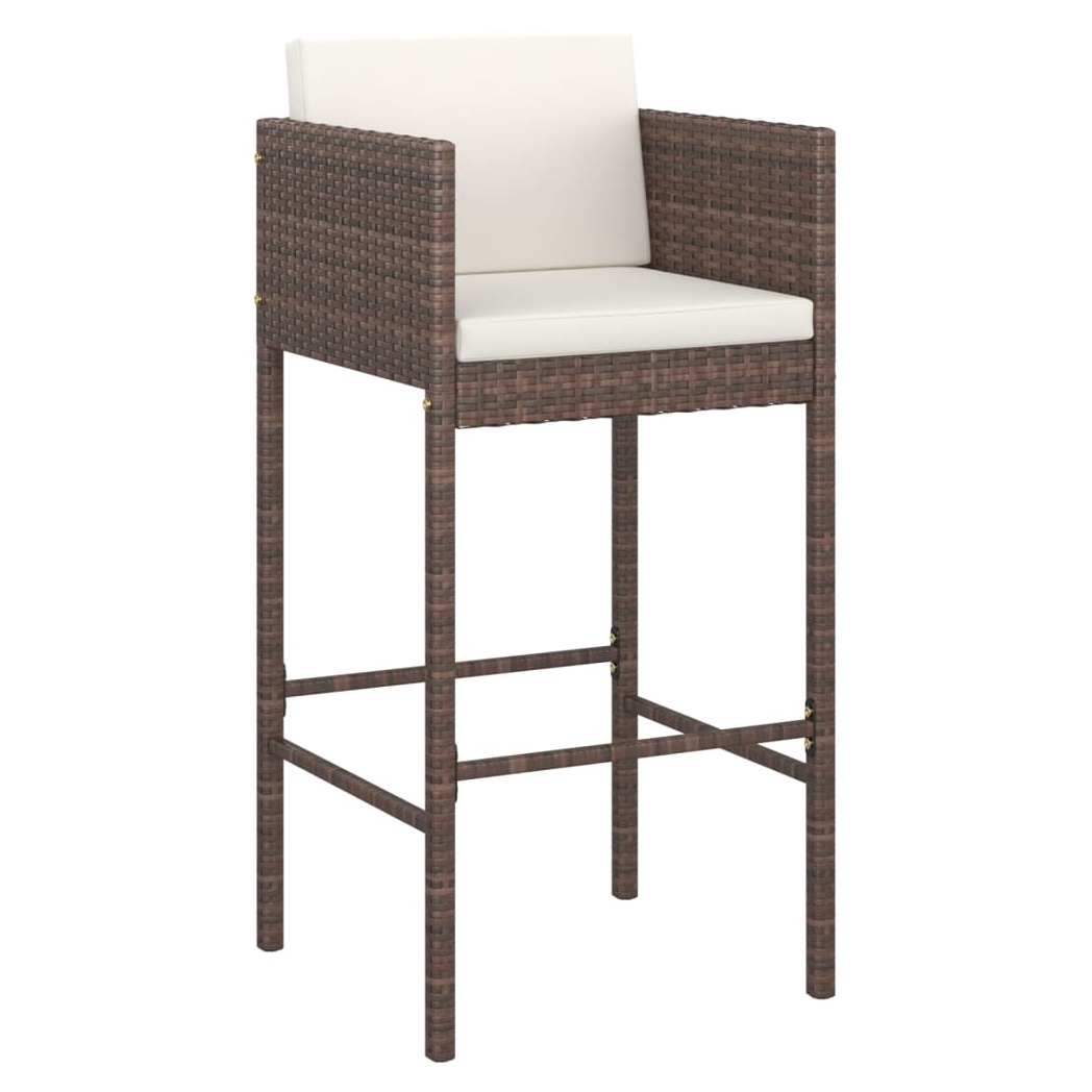 5 Piece Garden Bar Set with Cushions Poly Rattan Brown