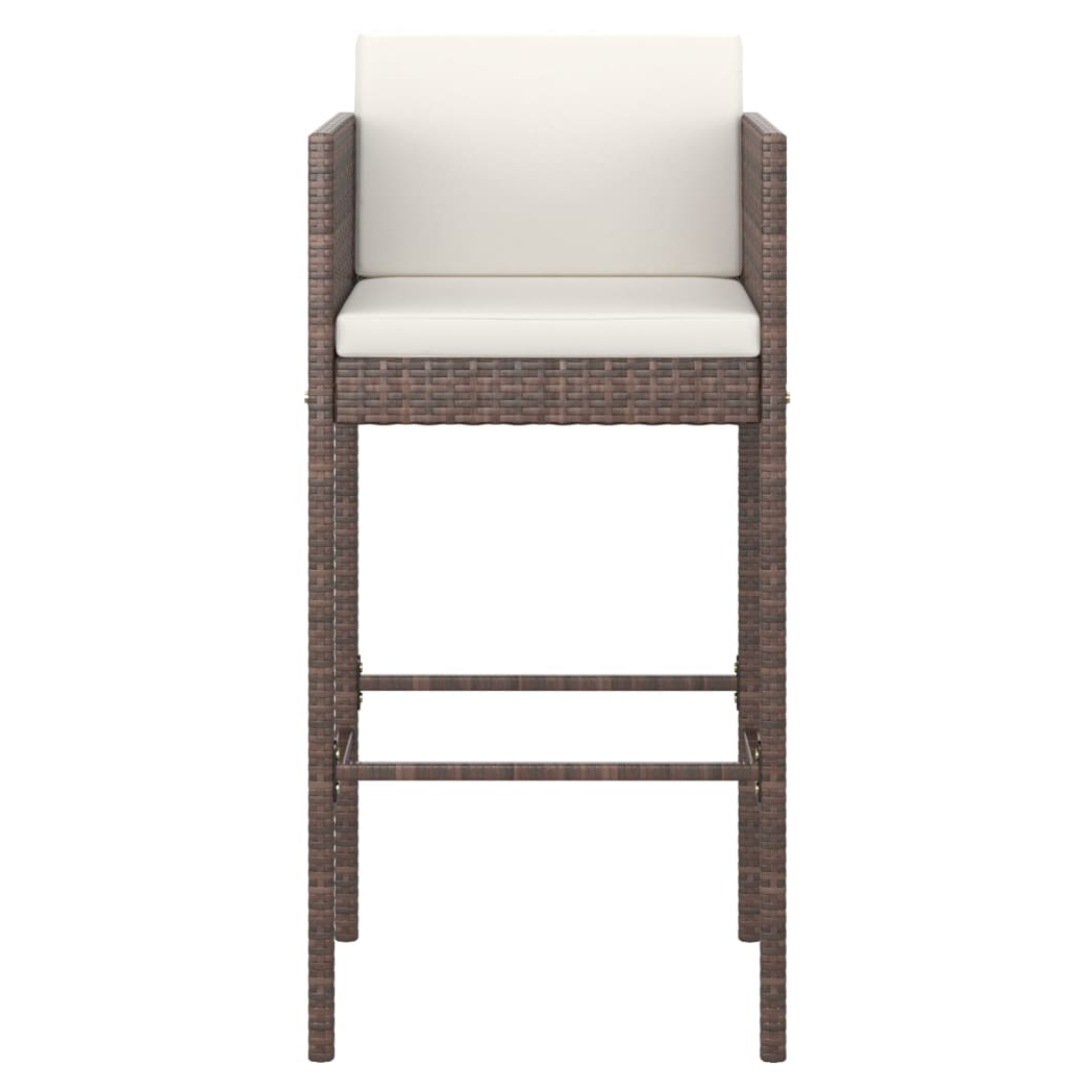 5 Piece Garden Bar Set with Cushions Poly Rattan Brown