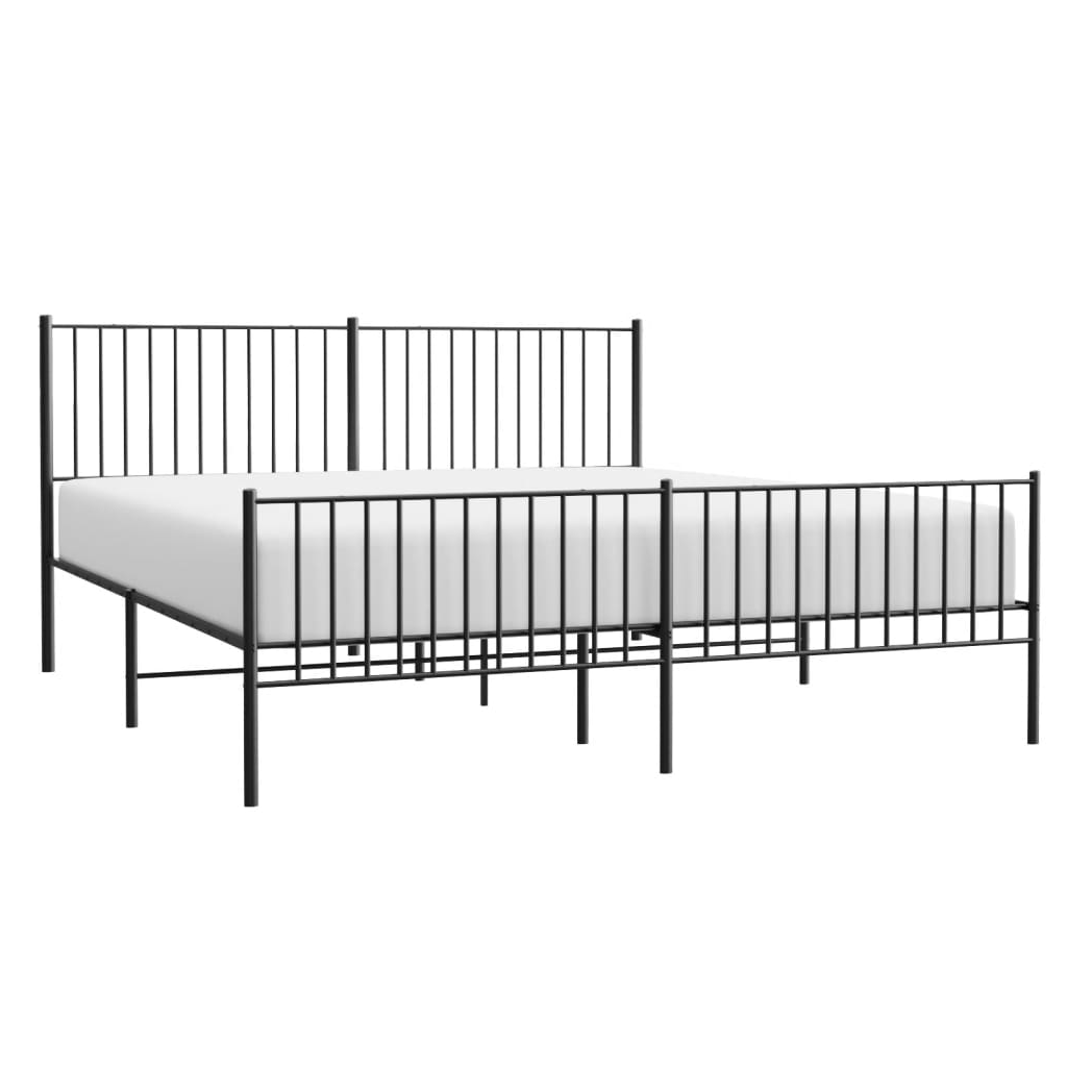 Metal Bed Frame with Headboard and Footboard Black 183x213 cm
