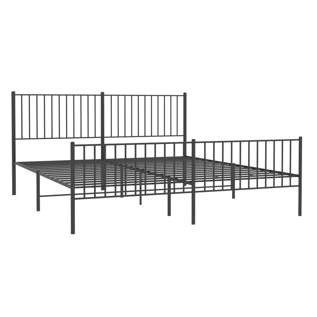 Metal Bed Frame with Headboard and Footboard Black 183x213 cm