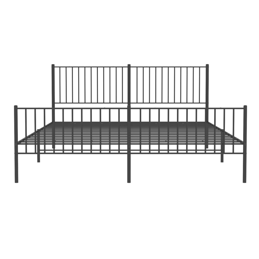 Metal Bed Frame with Headboard and Footboard Black 183x213 cm