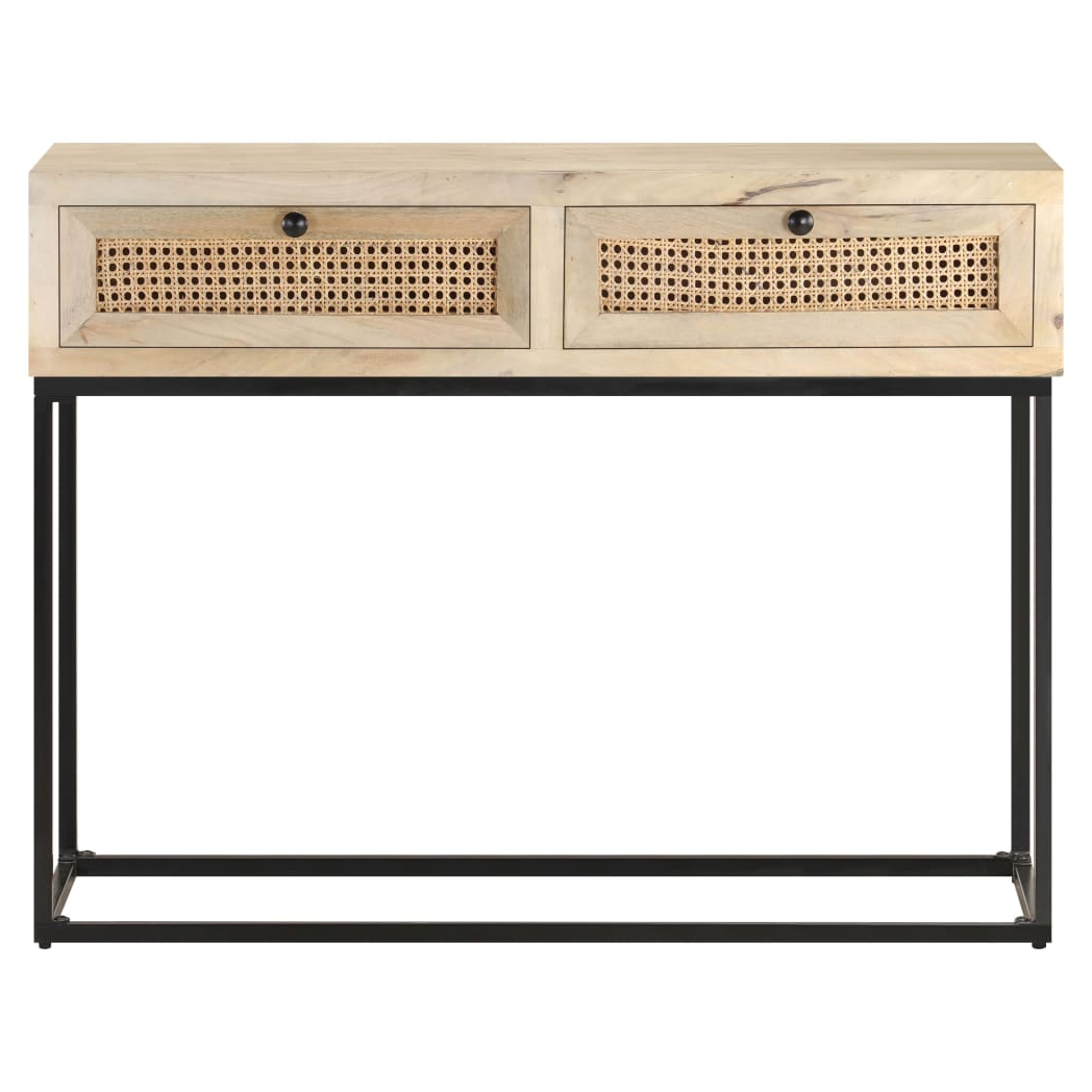 Console Table 100x35x76 cm Solid Mango Wood and Natural Cane