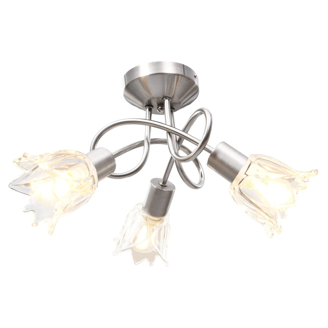 Ceiling Lamp with Transparent Glass Shades for 3 E14 Bulbs Tulip