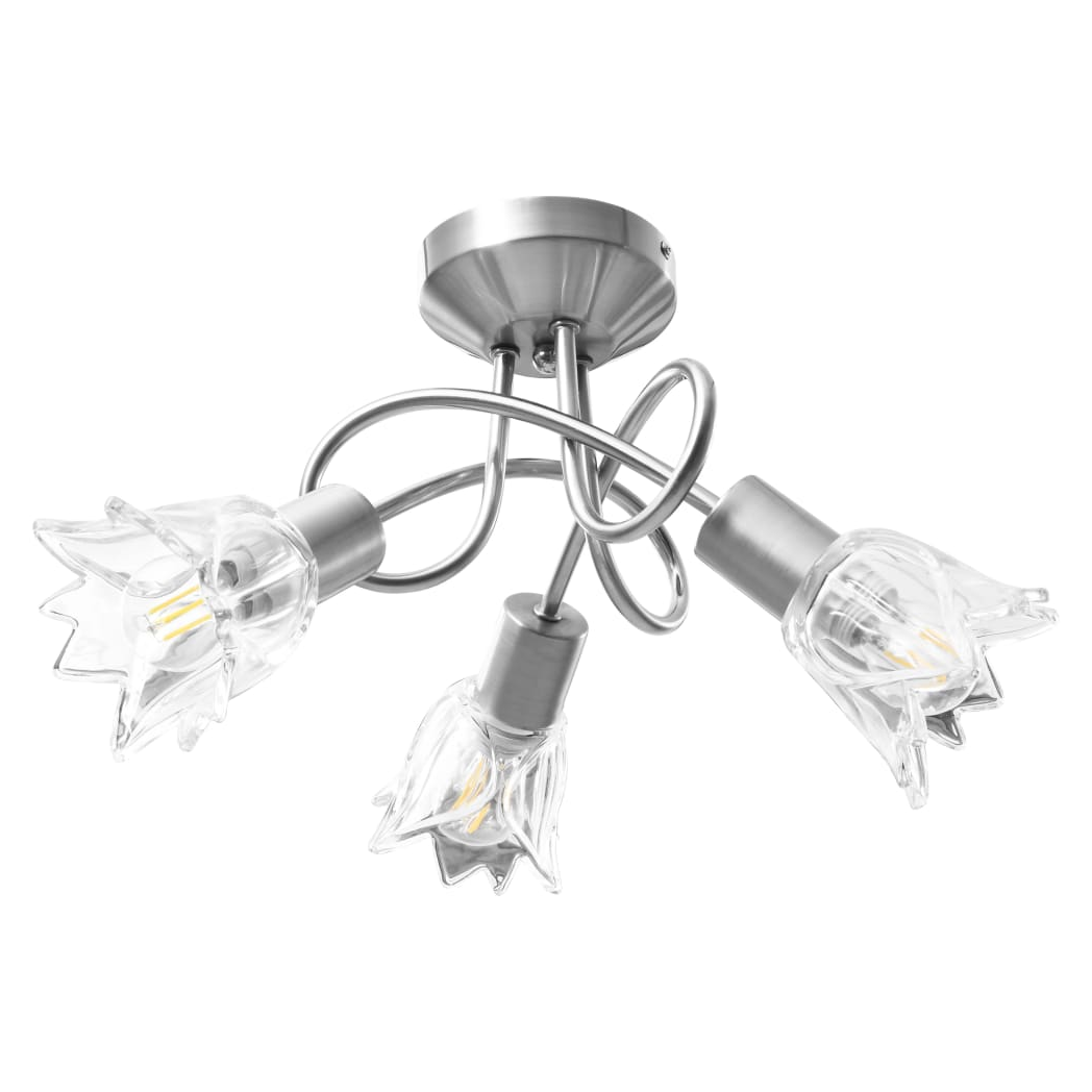 Ceiling Lamp with Transparent Glass Shades for 3 E14 Bulbs Tulip