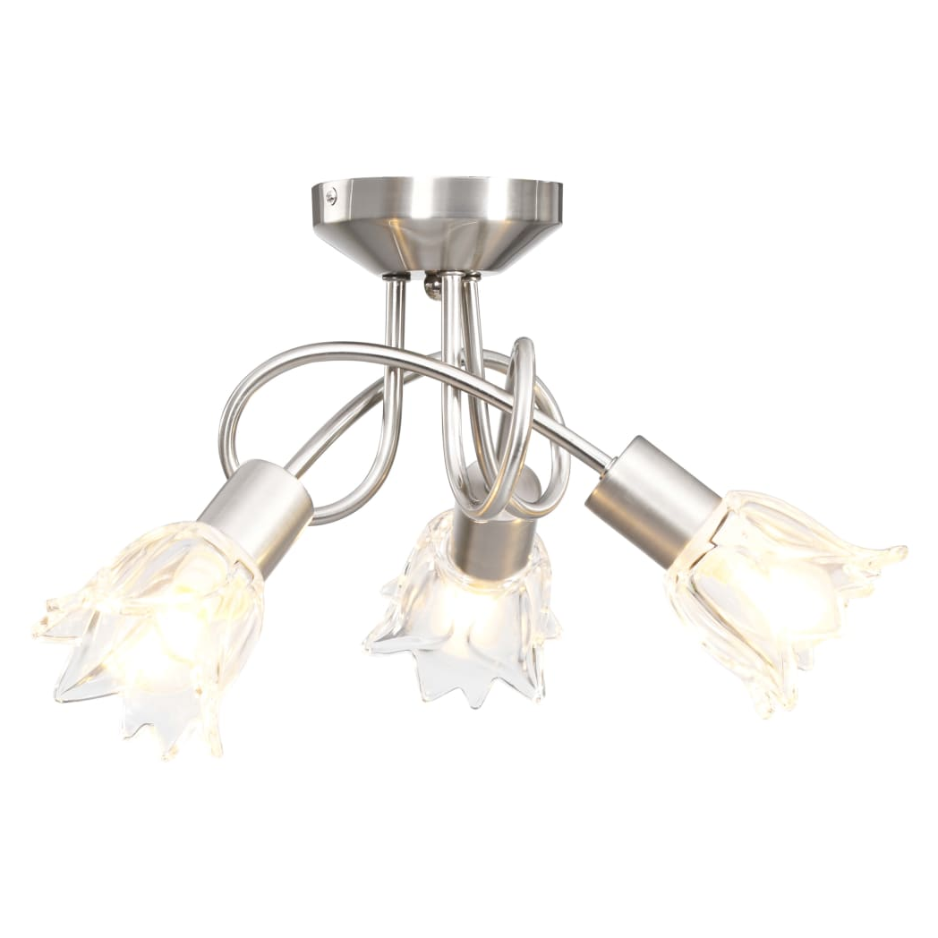 Ceiling Lamp with Transparent Glass Shades for 3 E14 Bulbs Tulip