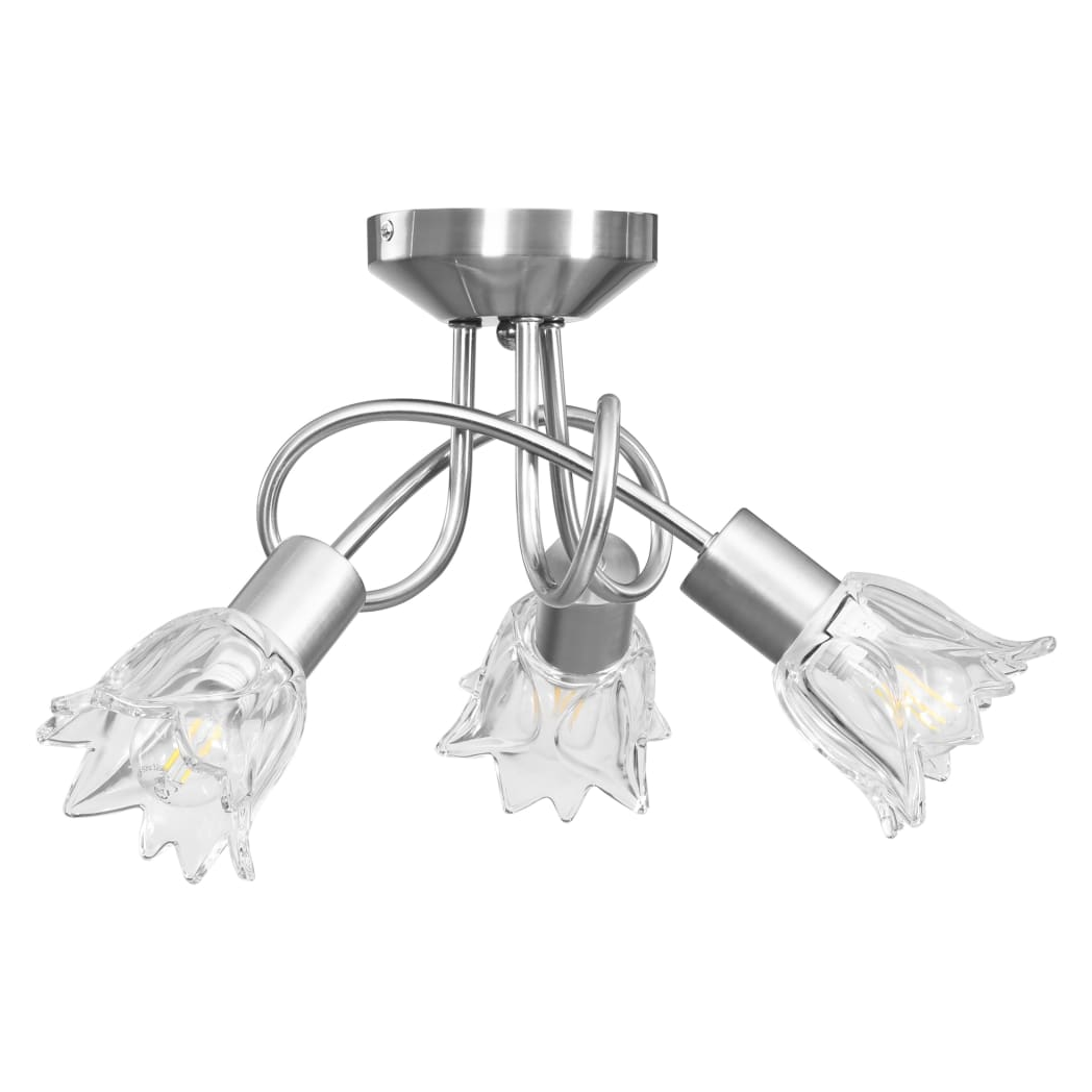 Ceiling Lamp with Transparent Glass Shades for 3 E14 Bulbs Tulip