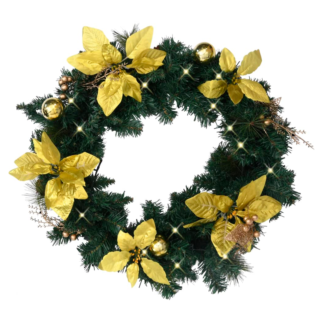Christmas Wreath with LED Lights Green 60 cm PVC