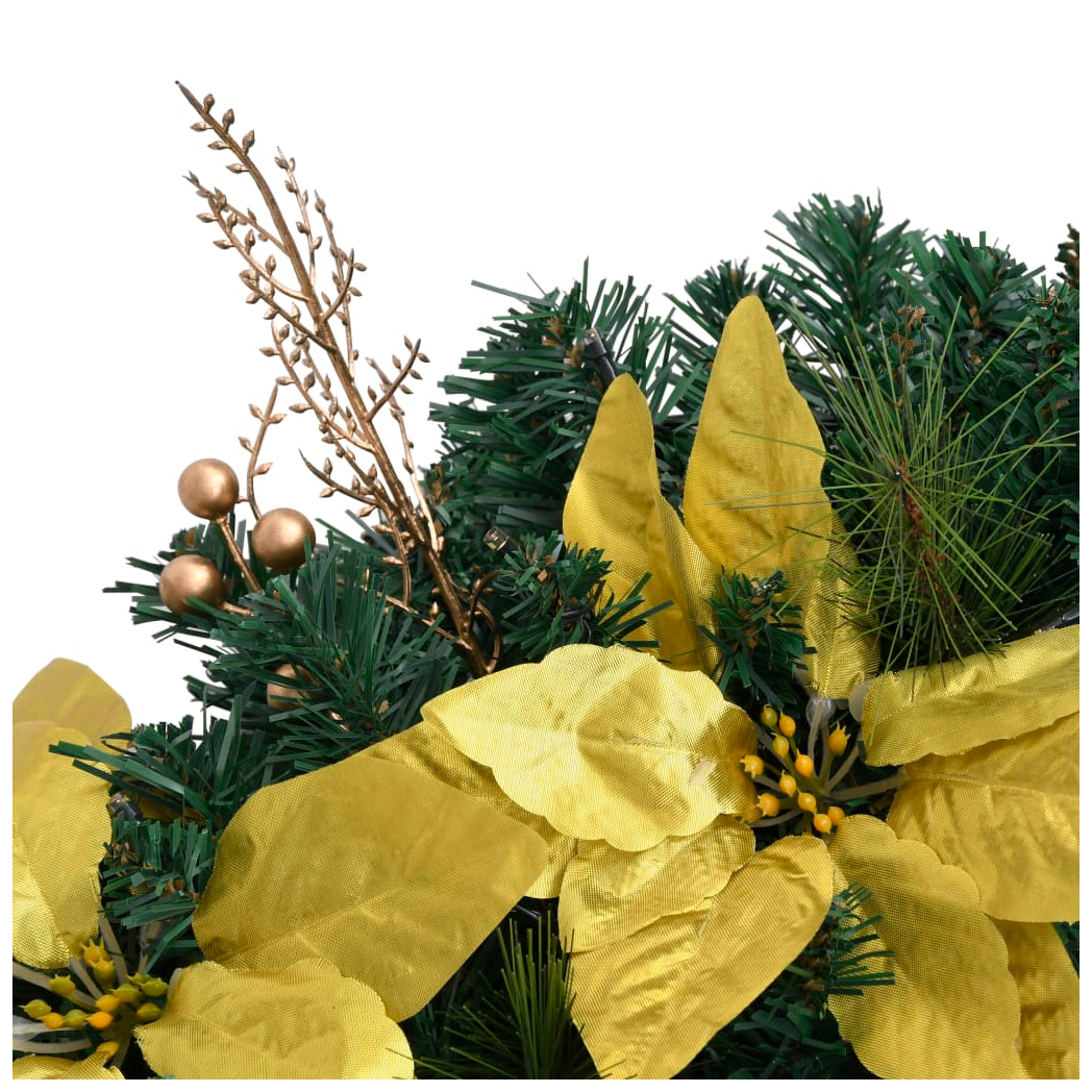 Christmas Wreath with LED Lights Green 60 cm PVC