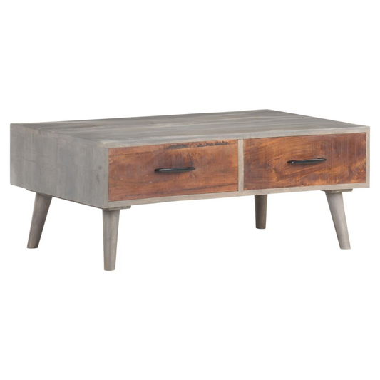 Coffee Table Grey 100x60x40 cm Solid Rough Mango Wood