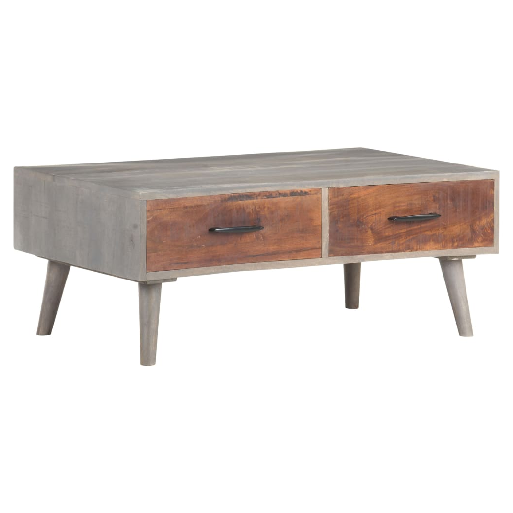 Coffee Table Grey 100x60x40 cm Solid Rough Mango Wood