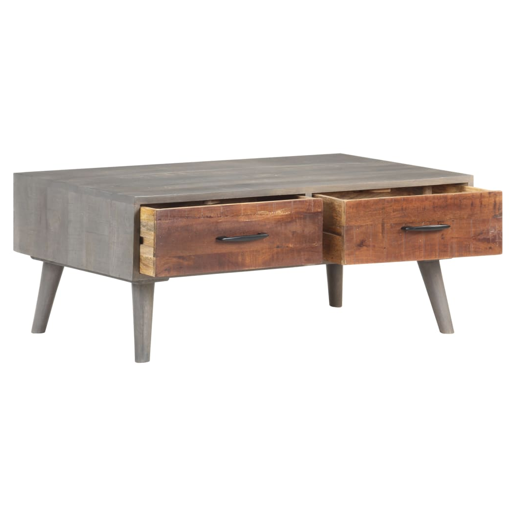 Coffee Table Grey 100x60x40 cm Solid Rough Mango Wood