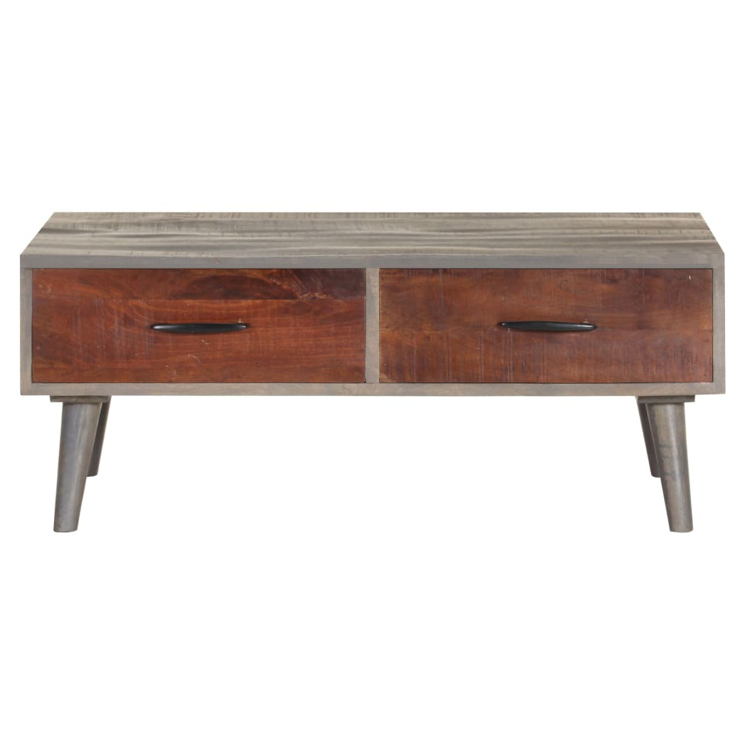 Coffee Table Grey 100x60x40 cm Solid Rough Mango Wood