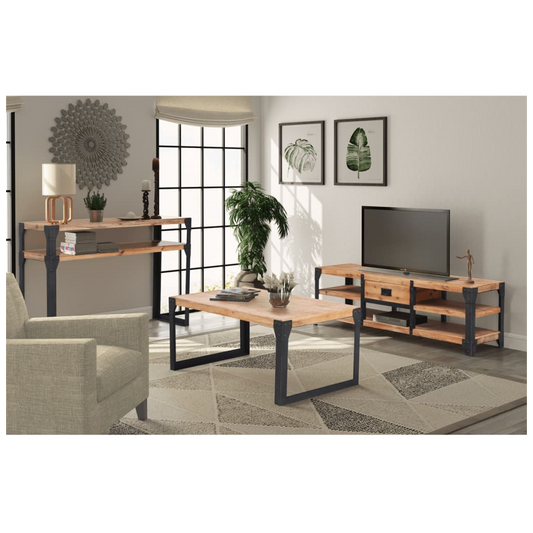 Three Piece Living Room Furniture Set Solid Acacia Wood