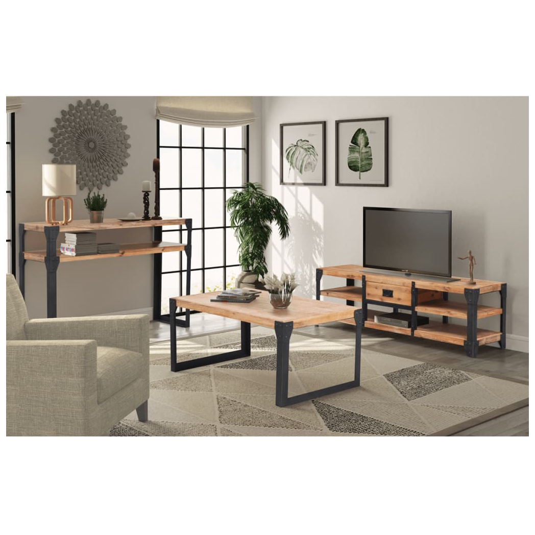 Three Piece Living Room Furniture Set Solid Acacia Wood